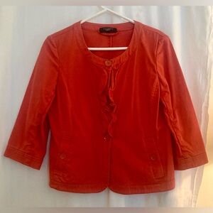 Talbots Dark Orange Ruffled Front Jacket 3/4 Sleeves Size 8P